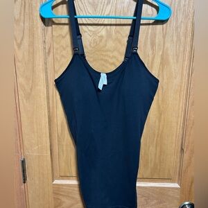 Auden Women's Black V-Neck Nursing Shapewear Tank-Top Built-In-Bra Size XL